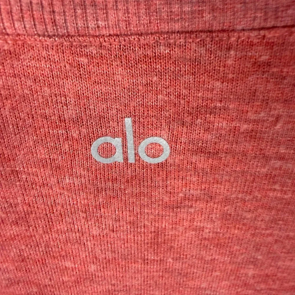 Alo Yoga Glimpse Long Sleeve Pullover Women Small Pink Heathered Athleisure Yoga